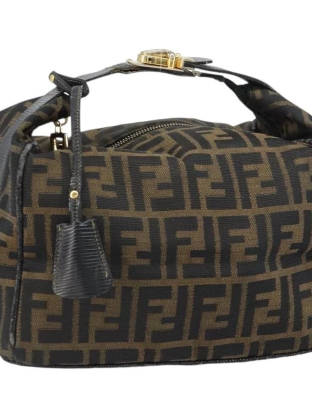 FENDI Zucca Canvas Vanity Bag Black Brown Auth 158112 - Picture 1 of 16
